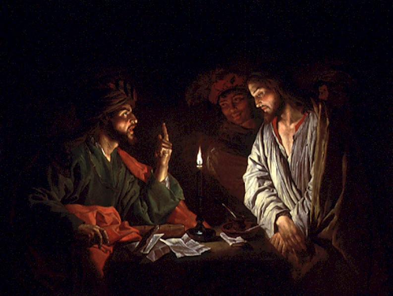 Christus bij Caïphas door Mattias Stom