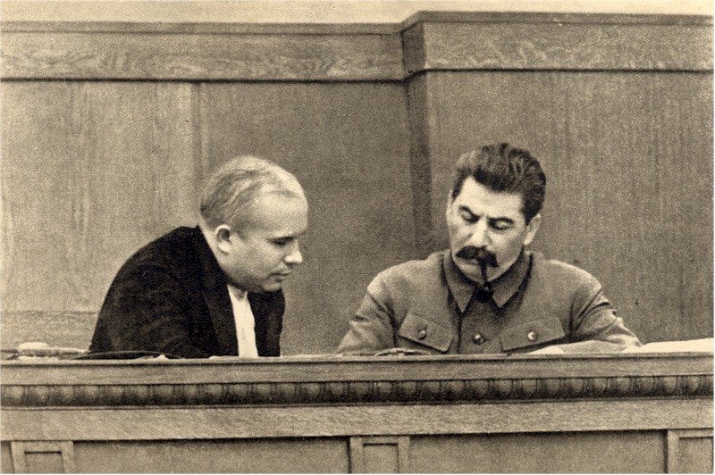Joseph Stalin and Nikita Khrushchev